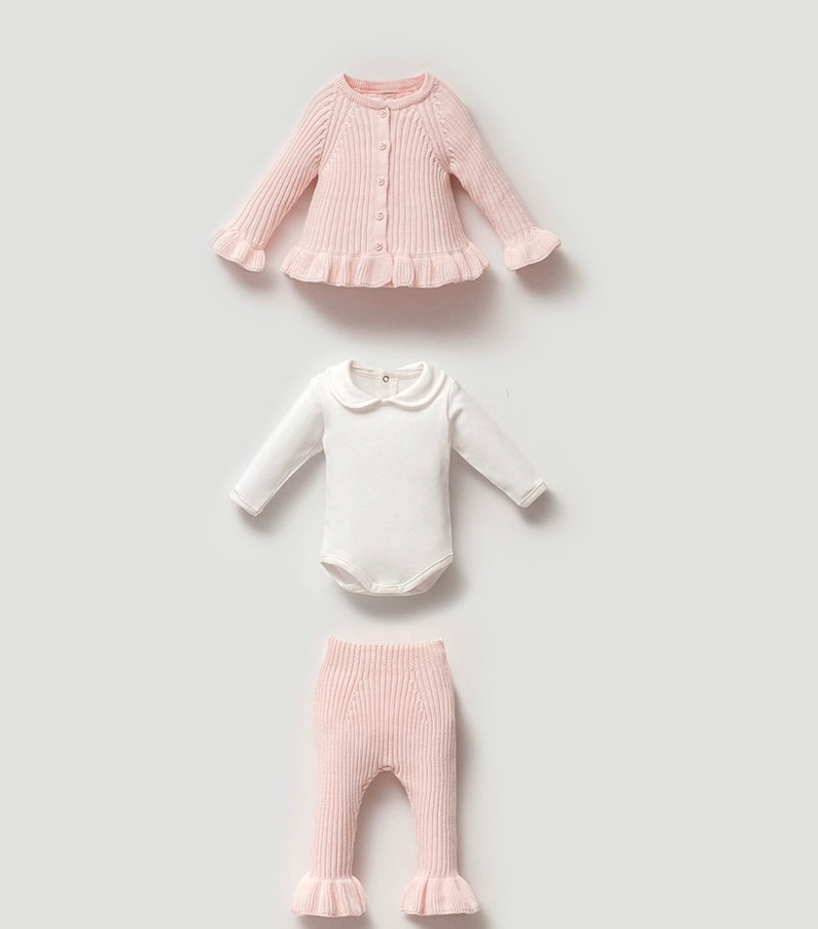 Nipper - Kız Bebek Triko 3lü Takım